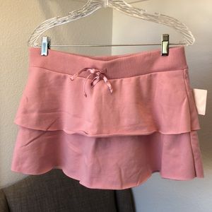 JLo pink tiered mini skirt
